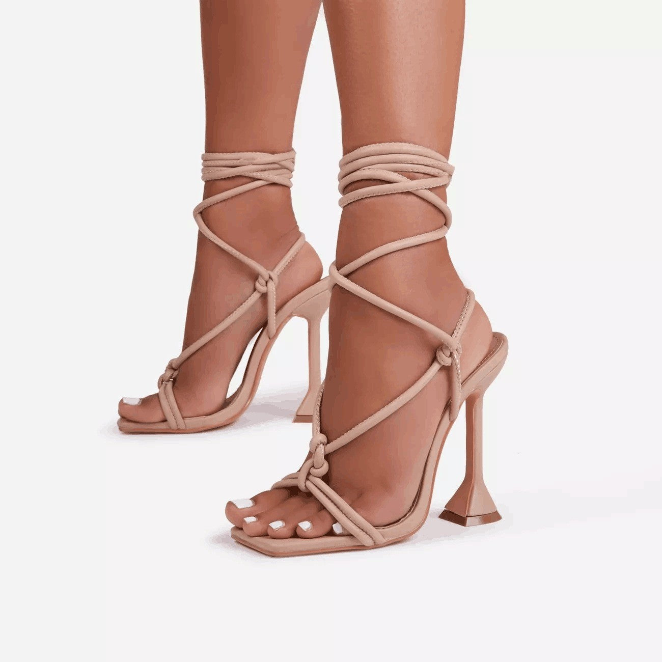 Square Toe Lace Up Heels