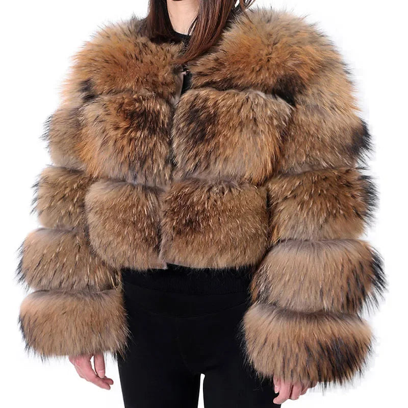 Luxury Thick  100% Natural Fox Fur Jacket Size 3XL